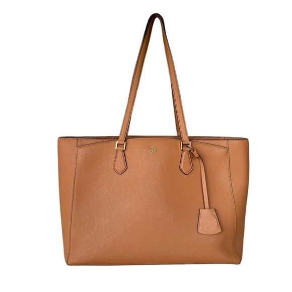 Tory Burch Robinson Leather Tote in Cardamom - Picture 1 of 12